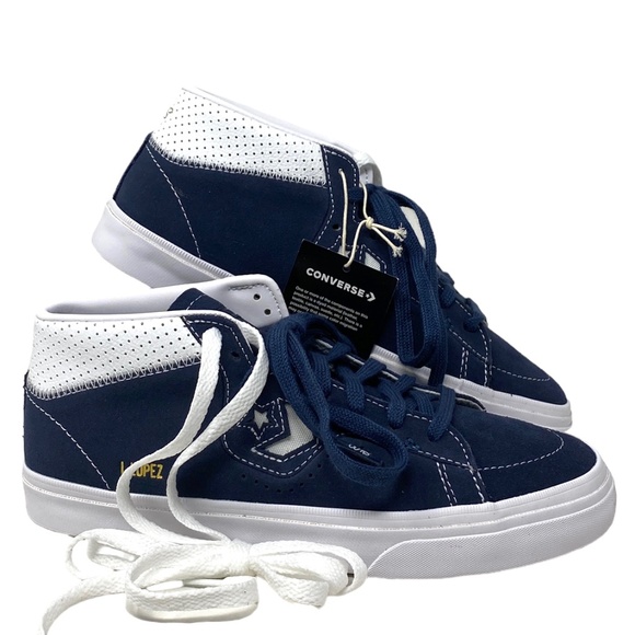 Converse Cons Louie Lopez Pro Suede Sneakers Women's Mid Top White Navy A06235C - Picture 2 of 9